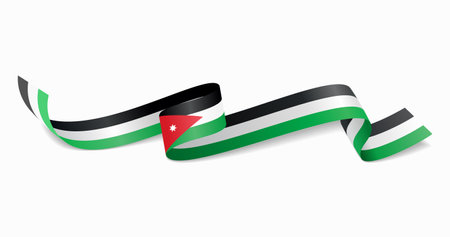 Jordanian flag wavy abstract background. Vector illustration.のイラスト素材
