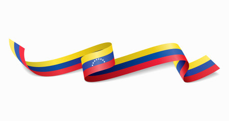 Venezuelan flag wavy abstract background. Vector illustration.のイラスト素材