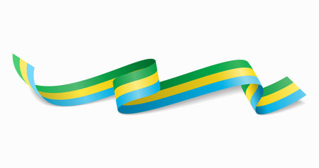 Gabon flag wavy abstract background. Vector illustration.のイラスト素材