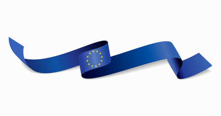 European Union flag wavy abstract background. Vector illustration.のイラスト素材