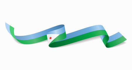 Djibouti flag wavy abstract background. Vector illustration.のイラスト素材