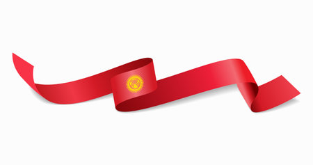 Kyrgyzstani flag wavy abstract background. Vector illustration.のイラスト素材