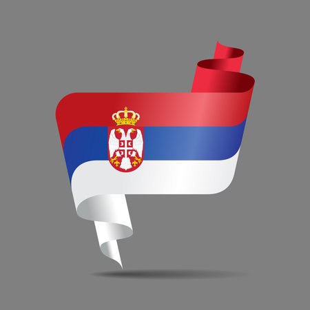 Serbian flag wavy ribbon abstract background. Vector illustration.のイラスト素材