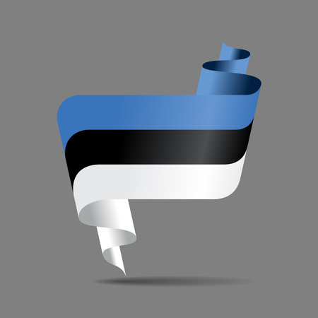 Estonian flag wavy ribbon abstract background. Vector illustration.のイラスト素材