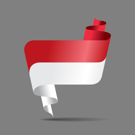 Indonesian flag wavy ribbon abstract background. Vector illustration.のイラスト素材