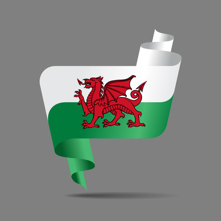 Welsh flag wavy ribbon abstract background. Vector illustration.のイラスト素材