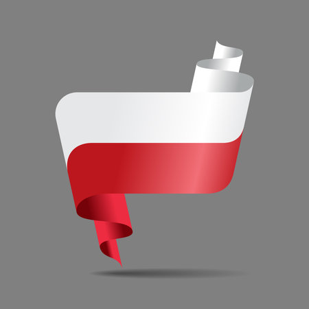 Polish flag wavy ribbon abstract background. Vector illustration.のイラスト素材