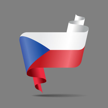 Czech flag wavy ribbon abstract background. Vector illustration.のイラスト素材