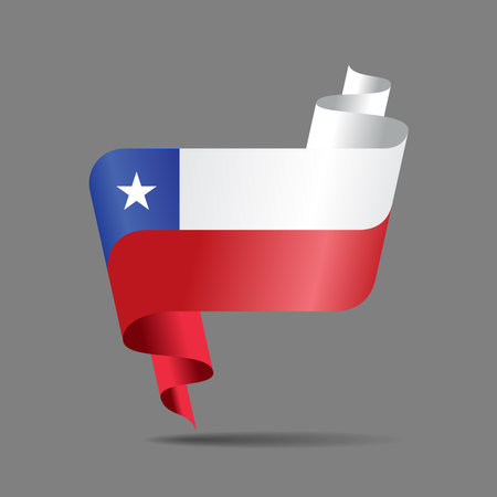 Chilean flag wavy ribbon abstract background. Vector illustration.のイラスト素材