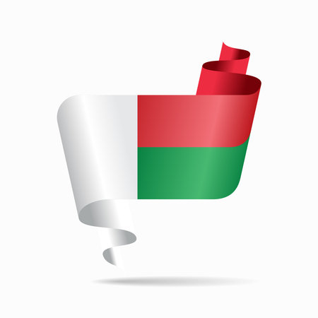Madagascar flag wavy ribbon abstract background. Vector illustration.のイラスト素材