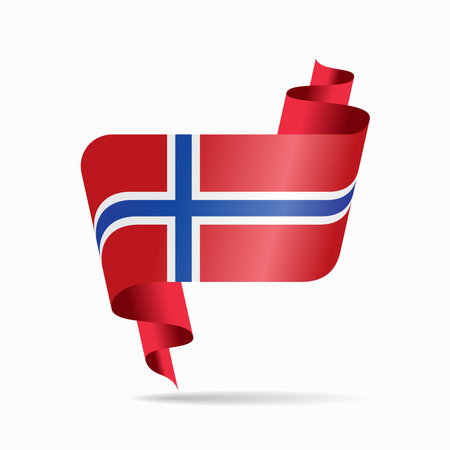 Norwegian flag wavy ribbon abstract background. Vector illustration.のイラスト素材