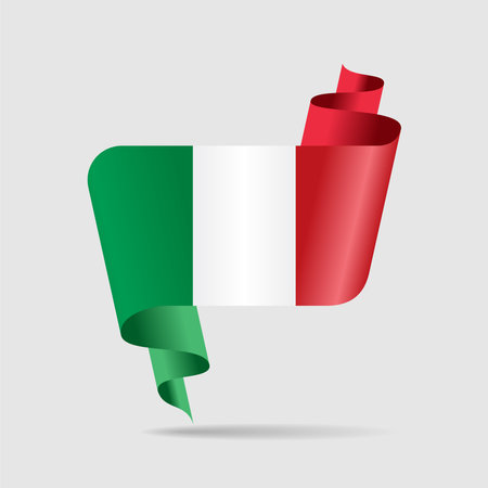 Italian flag wavy ribbon abstract background. Vector illustration.のイラスト素材