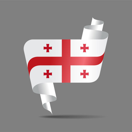 Georgian flag wavy ribbon abstract background. Vector illustration.のイラスト素材