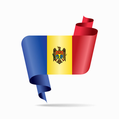 Moldovan flag wavy ribbon abstract background. Vector illustration.のイラスト素材