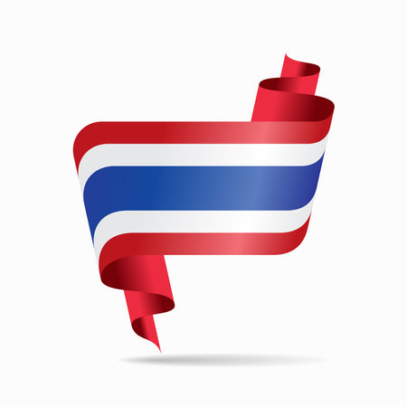 Thai flag wavy ribbon abstract background. Vector illustration.のイラスト素材