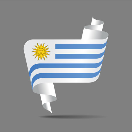 Uruguayan flag wavy ribbon abstract background. Vector illustration.のイラスト素材