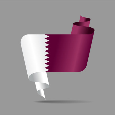 Qatari flag wavy ribbon abstract background. Vector illustration.のイラスト素材