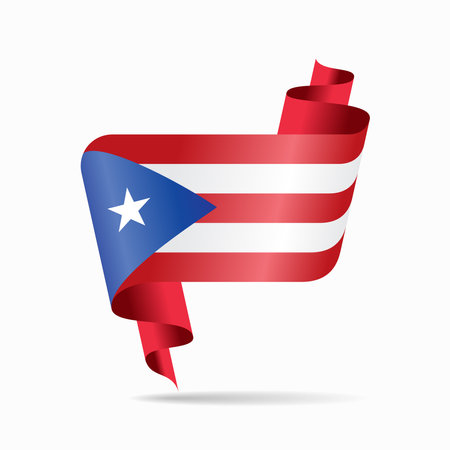 Puerto Rican flag wavy ribbon abstract background. Vector illustration.のイラスト素材