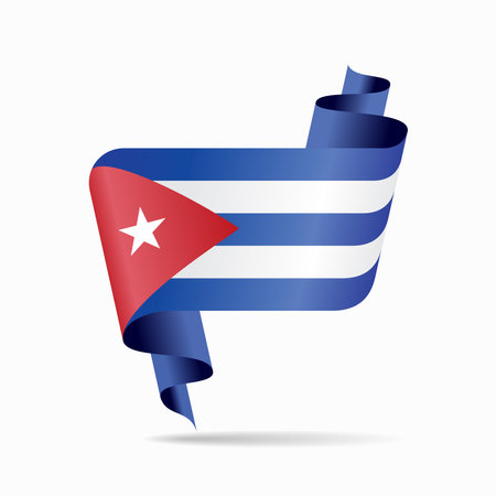 Cuban flag wavy ribbon abstract background. Vector illustration.のイラスト素材