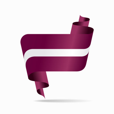 Latvian flag wavy ribbon abstract background. Vector illustration.のイラスト素材