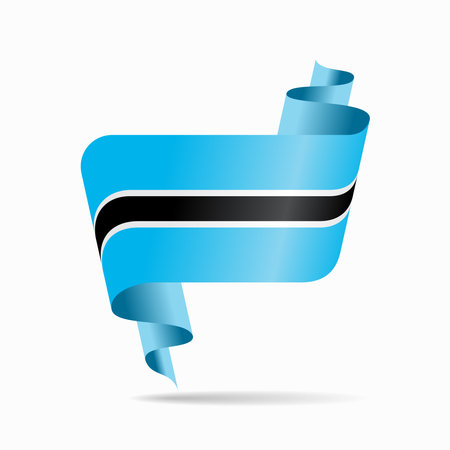 Botswanan flag wavy ribbon abstract background. Vector illustration.のイラスト素材