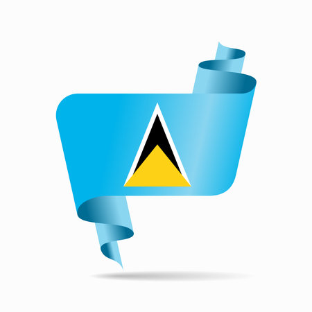 Saint Lucia flag wavy ribbon abstract background. Vector illustration.のイラスト素材