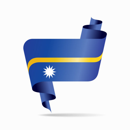 Nauru flag wavy ribbon abstract background. Vector illustration.のイラスト素材