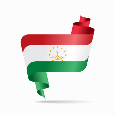 Tajikistan flag wavy ribbon abstract background. Vector illustration.のイラスト素材