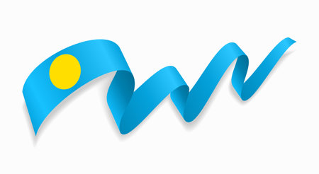 Palauan flag wavy abstract background. Vector illustration.のイラスト素材