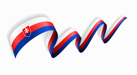 Slovakian flag wavy abstract background. Vector illustration.のイラスト素材