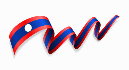 Laotian flag wavy abstract background. Vector illustration.のイラスト素材