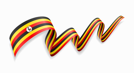 Ugandan flag wavy abstract background. Vector illustration.のイラスト素材