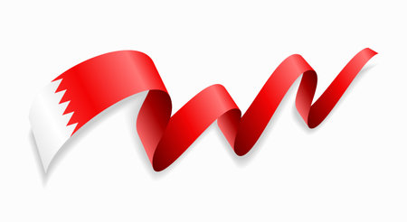 Bahraini flag wavy abstract background. Vector illustration.のイラスト素材