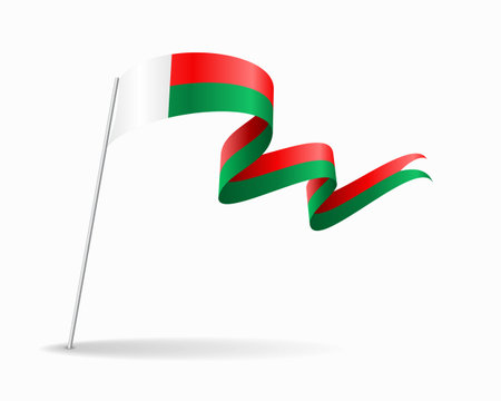 Madagascar flag wavy background layout. Vector illustration.のイラスト素材