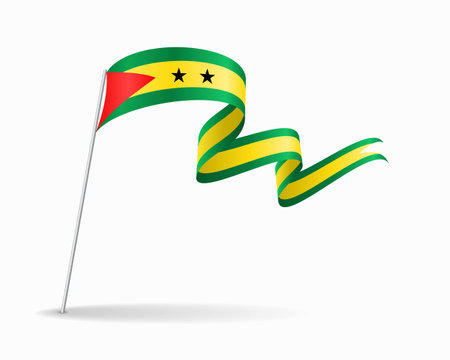Sao Tome and Principe flag wavy background layout. Vector illustration.のイラスト素材