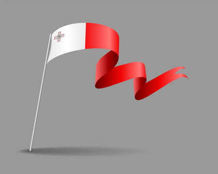 Maltese flag wavy background layout. Vector illustration.のイラスト素材