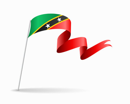 Saint Kitts and Nevis flag wavy background layout. Vector illustration.のイラスト素材