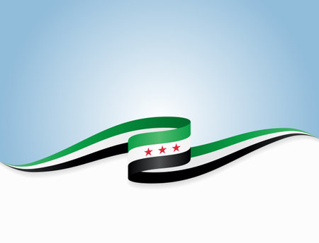 Syrian flag wavy background layout. Vector illustration.のイラスト素材