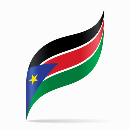 South Sudan flag wavy background layout. Vector illustration.のイラスト素材