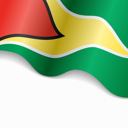 Guyana flag wavy abstract background. Vector illustration.のイラスト素材