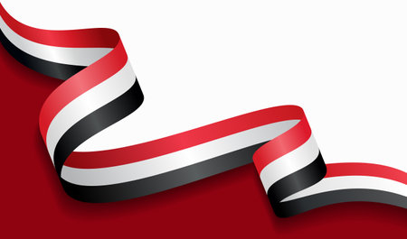 Yemeni flag wavy abstract background. Vector illustration.のイラスト素材