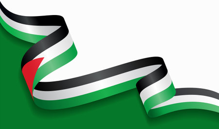 Palestine flag wavy abstract background. Vector illustration.のイラスト素材