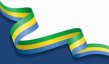 Gabon flag wavy abstract background. Vector illustration.のイラスト素材
