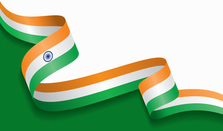 Indian flag wavy abstract background. Vector illustration.のイラスト素材