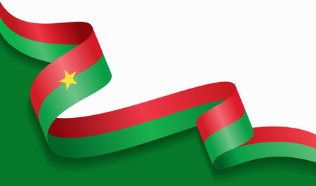 Burkina Faso flag wavy abstract background. Vector illustration.のイラスト素材