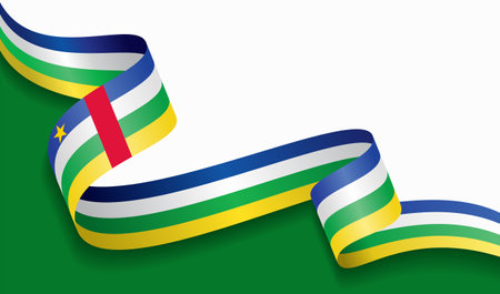 Central African Republic flag wavy abstract background. Vector illustration.のイラスト素材