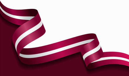 Latvian flag wavy abstract background. Vector illustration.のイラスト素材
