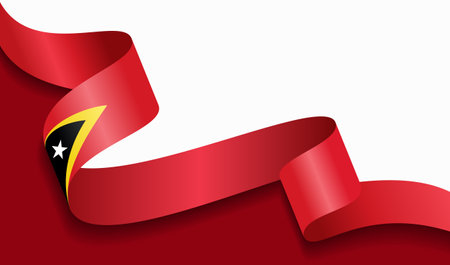 East Timor flag wavy abstract background. Vector illustration.のイラスト素材