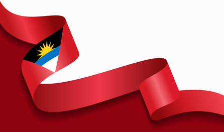 Antigua and Barbuda flag wavy abstract background. Vector illustration.のイラスト素材