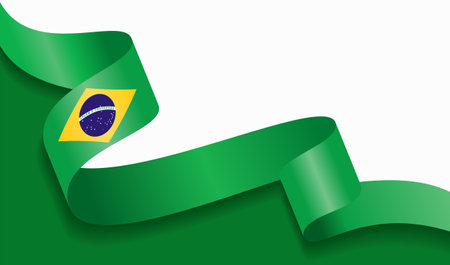 Brazilian flag wavy abstract background. Vector illustration.のイラスト素材